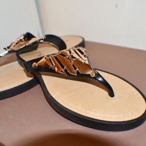 Sandal (Black and Gold) metals Edgy